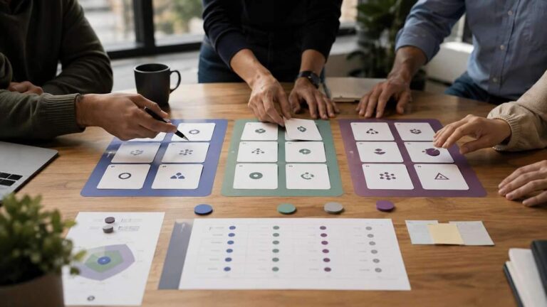 Startup product team reviewing evidence for product manager as AI orchestrator