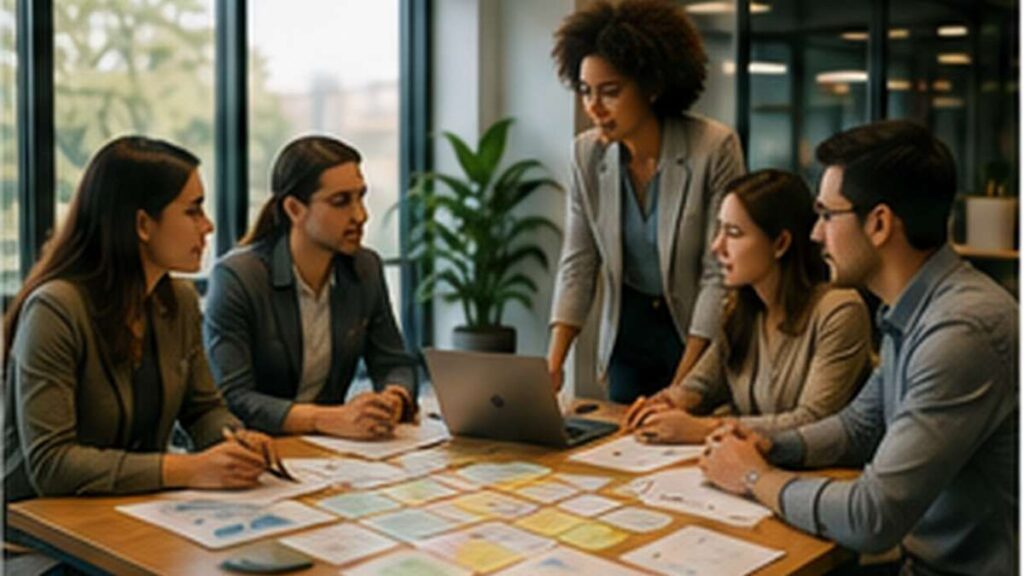 Startup product team reviewing evidence for product operations for small teams