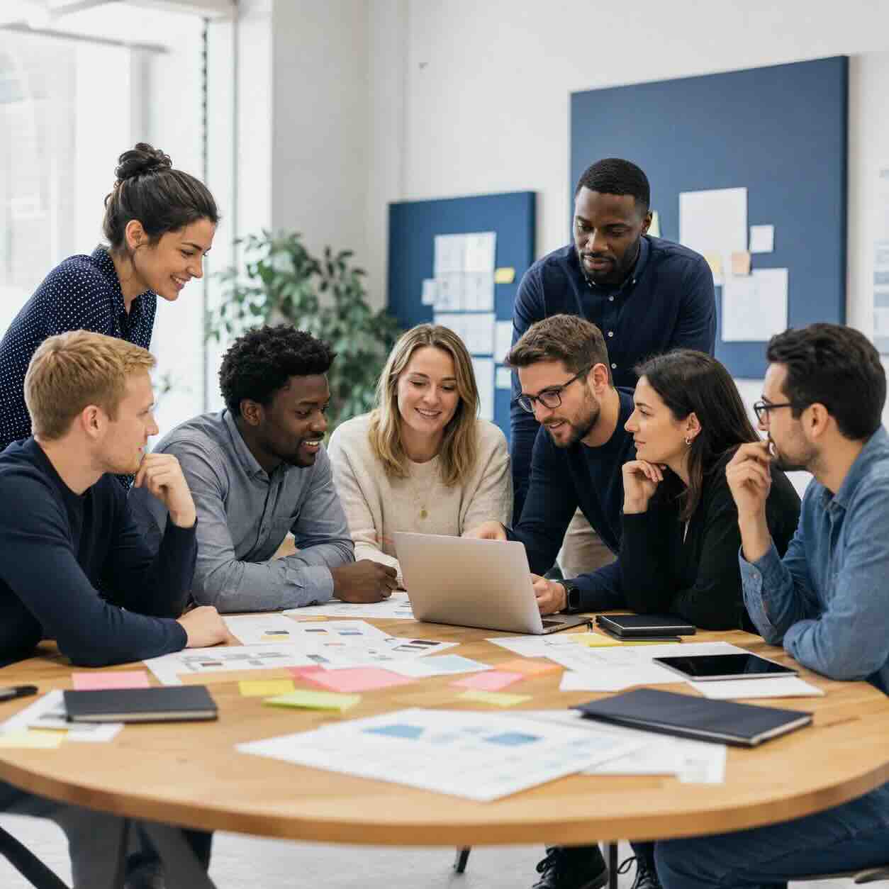 Startup team learning together through a practical product workshop